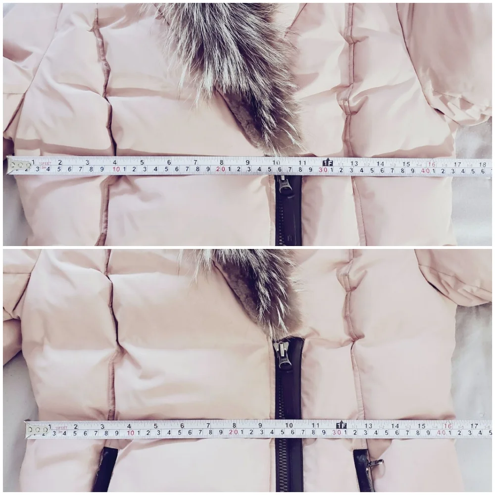 MACKAGE Soft Pink Adali Silver Fox Fur Signature Collar Down Coat - Picture 9 of 16